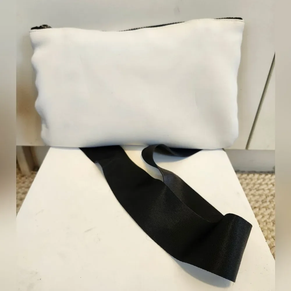 New Caraa x Athleta Neoprene Ivory Black Convertible Crossbody Waist Bag Ret.$78